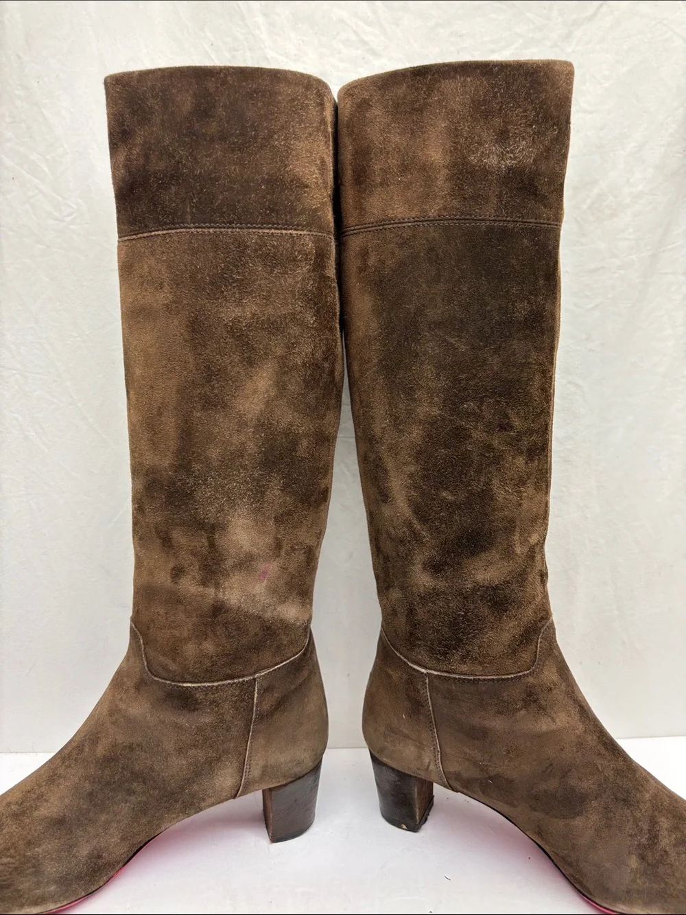 Christian Louboutin Women's Tall Brown Suede Knee-High Boots, size 38
